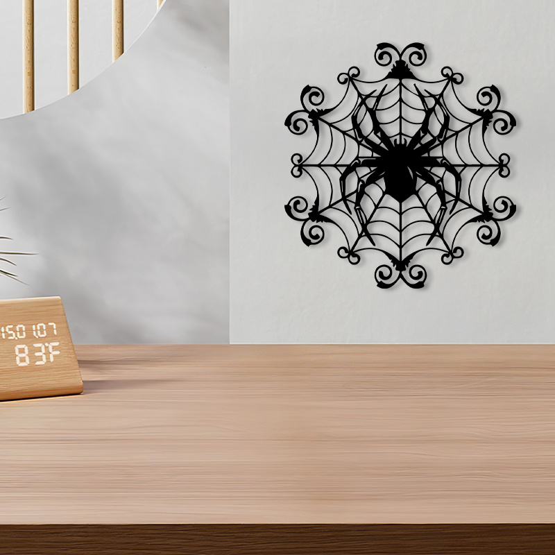 Spider Web Halloween Decoration - 1 decoración de pared de metal