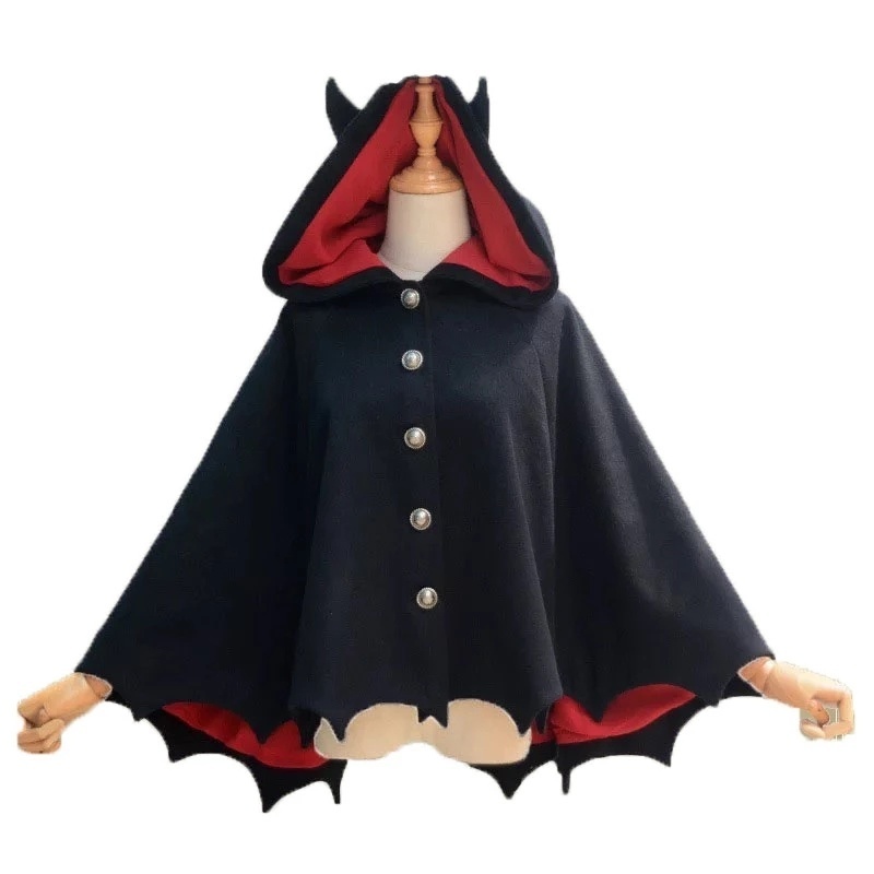 Halloween Costume Kids - 2025 Poncho de lana con capucha