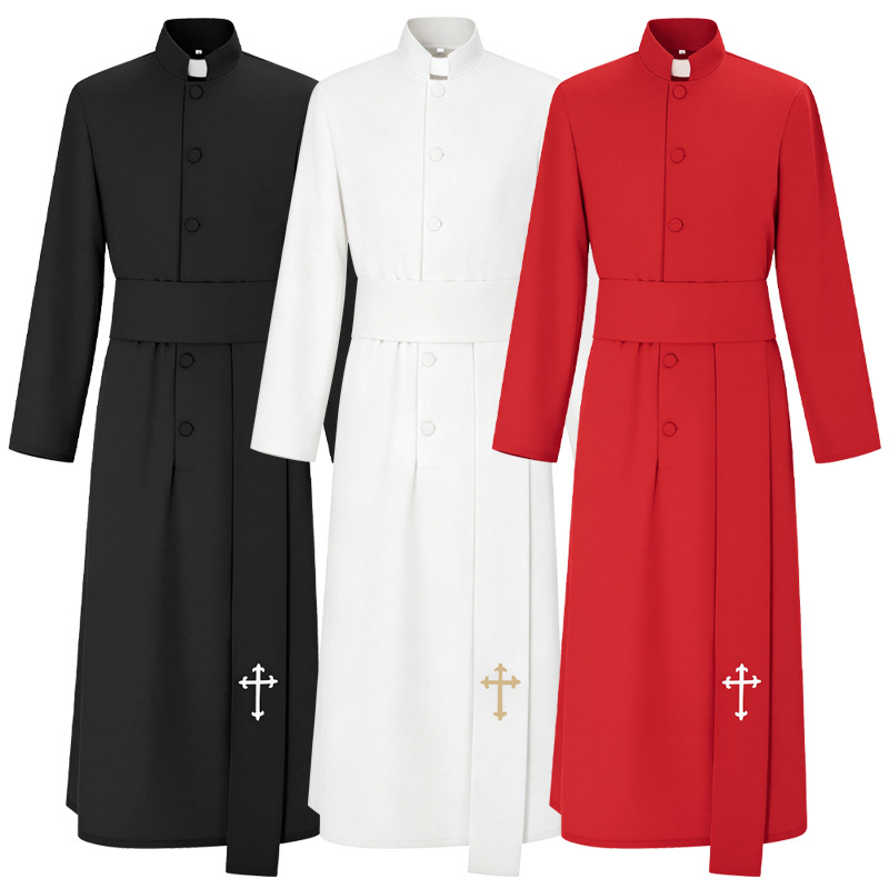 Halloween Costume Adult - Disfraz de sacerdote medieval, túnica blanca