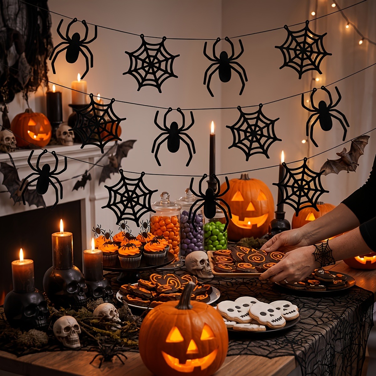 2 juegos de guirnaldas de tela - Spider Web Halloween Decoration reseña y precio