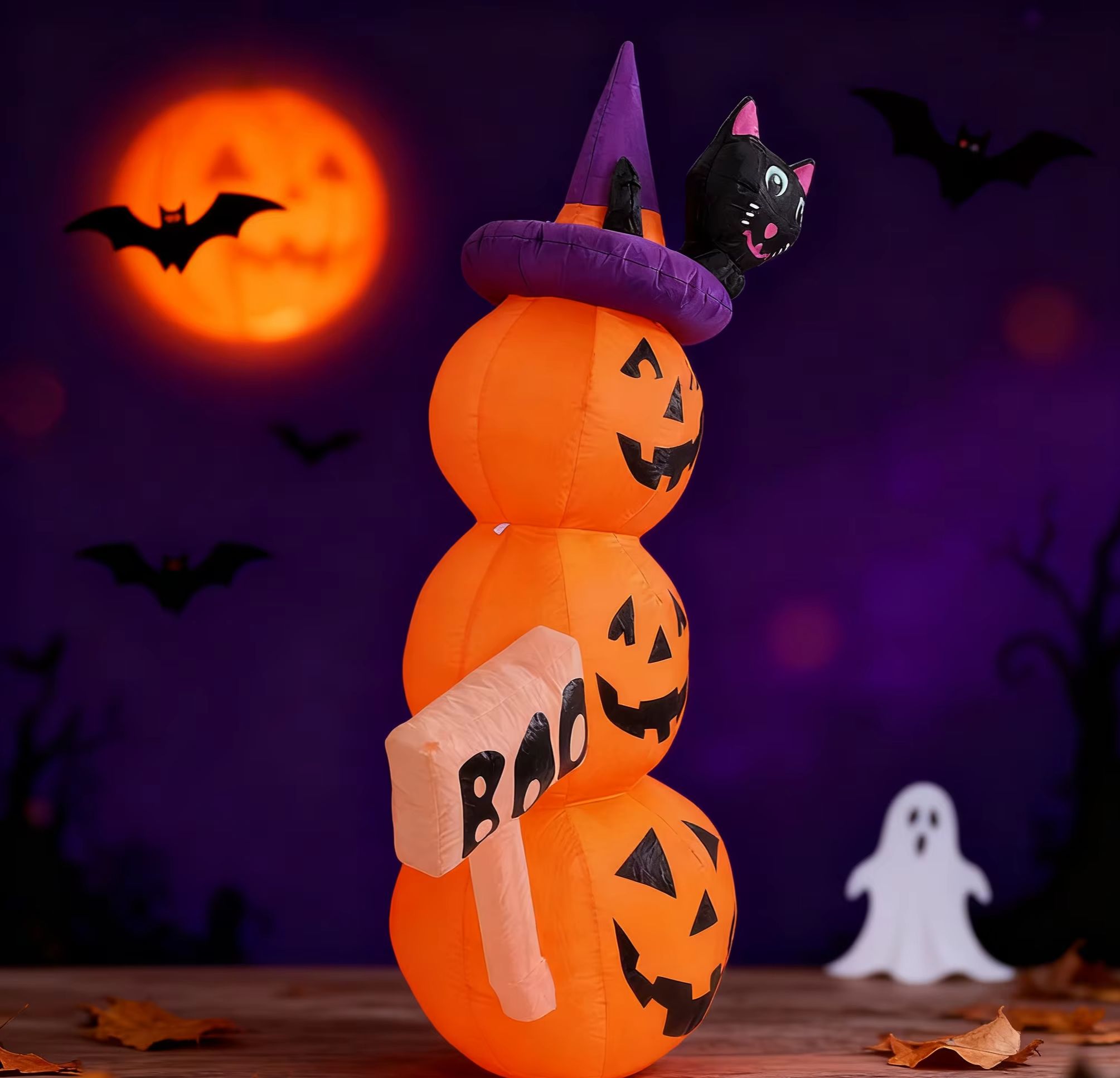 Calabazas Apiladas Inflables d - Halloween Pumpkin Decor Led reseña y precio