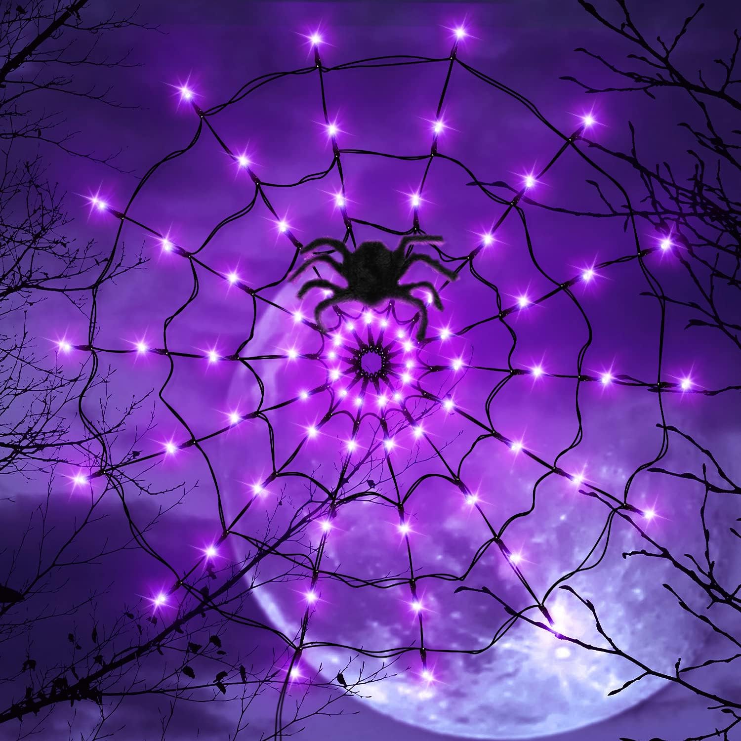 Guirnalda de luces LED para Ha - Spider Web Halloween Decoration reseña y precio