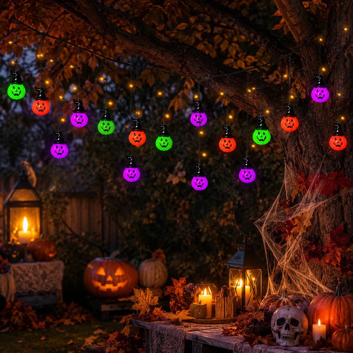 1 unidad de luces de calabaza  - Halloween Led String Lights Orange reseña y precio