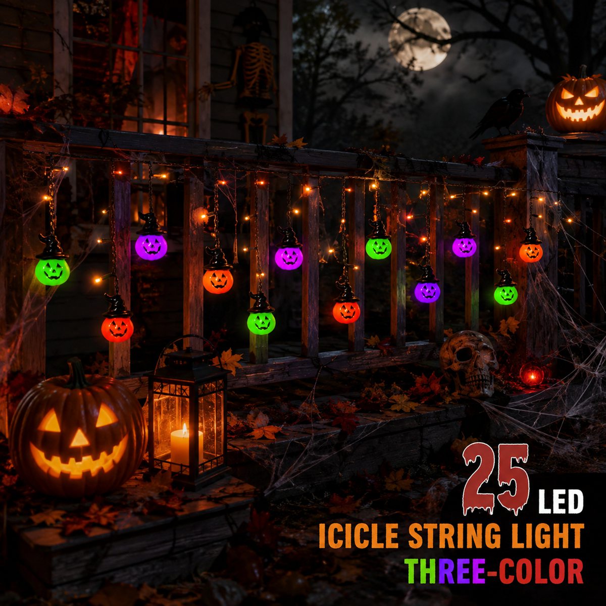 1 unidad de luces de calabaza  - Halloween Led String Lights Orange reseña y precio