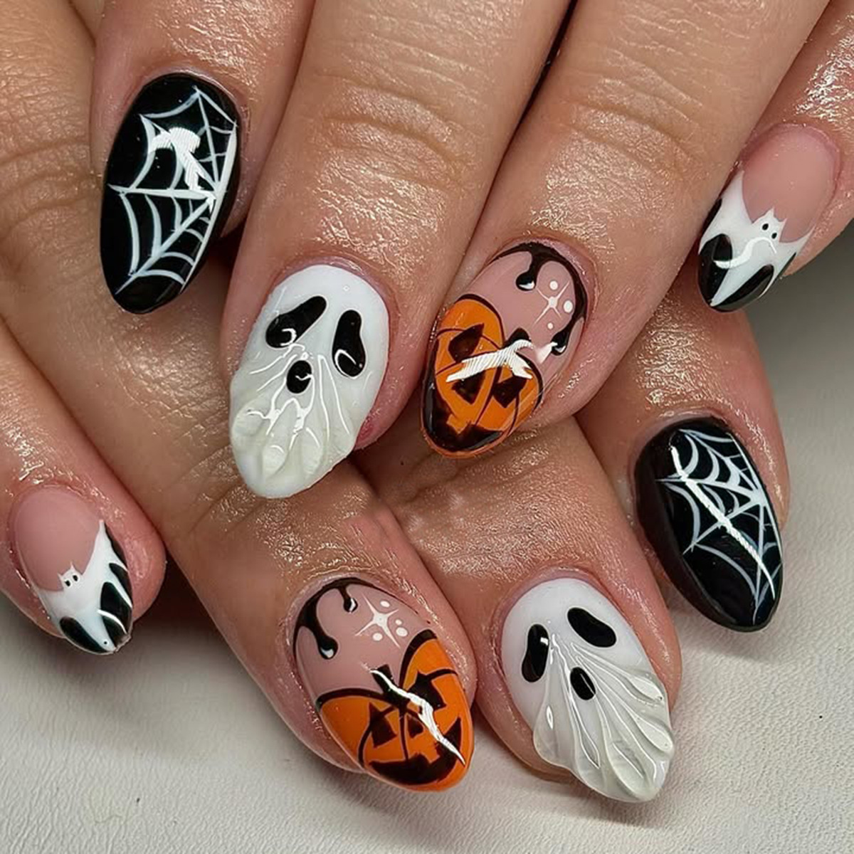Uñas Postizas de Halloween con - Pumpkin Lantern Halloween reseña y precio